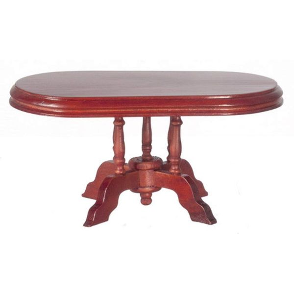 Dollhouse Miniature Mahogany Oval Dining Table