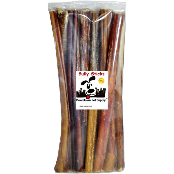 Downtown Pet Supply - Bully Sticks for Dogs - Dog Dental Treats & Rawhide-Free Dog Chews - Dog Treats with Protein, Vitamins & Minerals- Natural Beef Sticks - 12 in - 1 lb