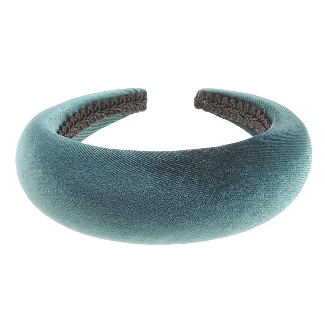 Womens Occasion Wedding Bridal Evening Wide High Bump Padded Velvet Velour Hair Headband Alice Band (Teal)