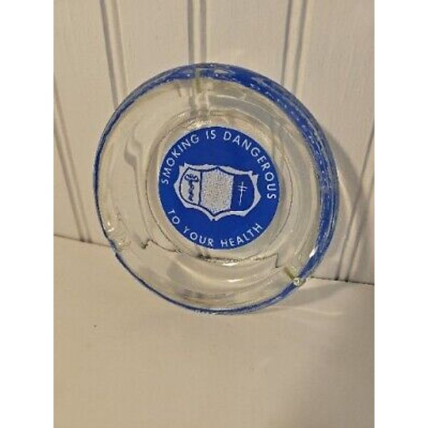 Vintage Smoking is Dangerous To Your Health LMH Glass Ashtray