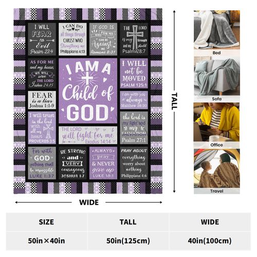 CUJUYO Christian Gifts for Women Blanket 50"x40" - Inspirational Religious Birthday Gifts - Baptism Confirmation Gifts for Girls - Catholic Spiritual Gifts for Women - Bible Verse Christian Blankets