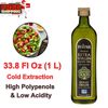 Moroccan Extra Virgin Olive Oil, Cold-Pressed, 33.8oz, Polyphenol Rich, Low Acid