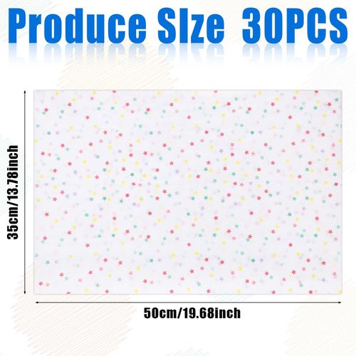 30 Sheets Star Tissue Paper, 50x35cm Gift Tissue Paper Colorful Star Pattern Wrapping Paper Decorative Tissue Paper for Christmas Wedding Birthday Party DIY Crafts