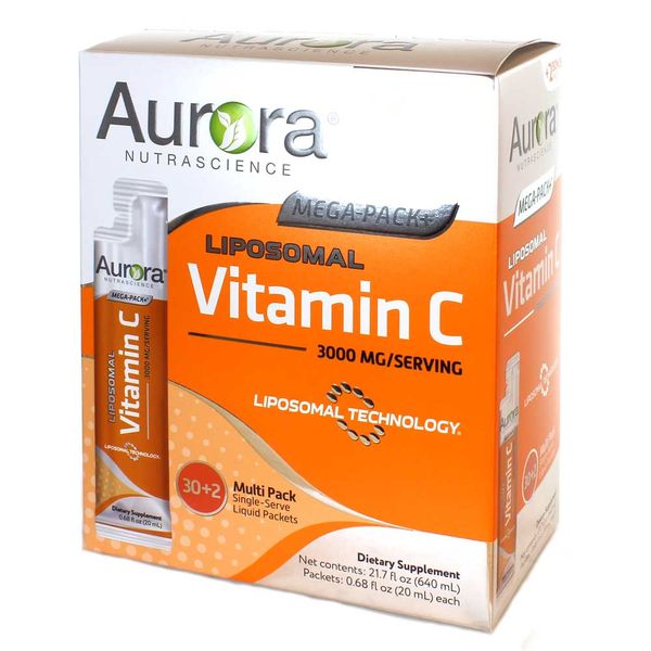 Aurora Liposomal Mega Pack Plus Vitamin C 3000mg 32 packets Liposomal Vitamin C