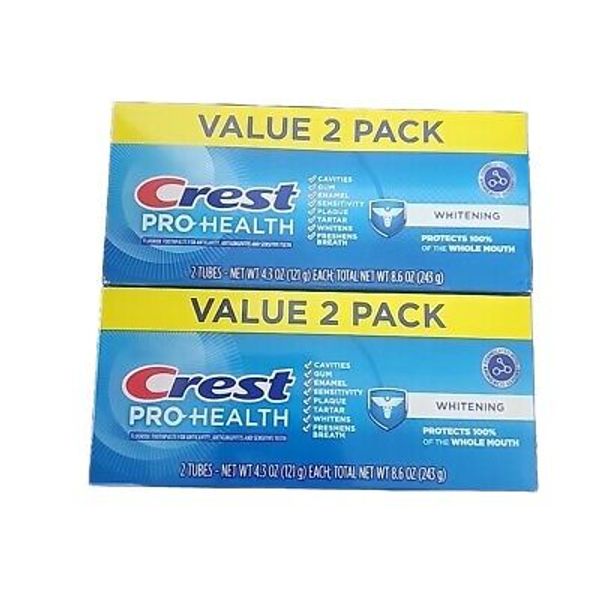 Lot Of 2 Value 2 PackCrest Pro Health Whitening Toothpaste Ge Anticavity 8.6 Oz