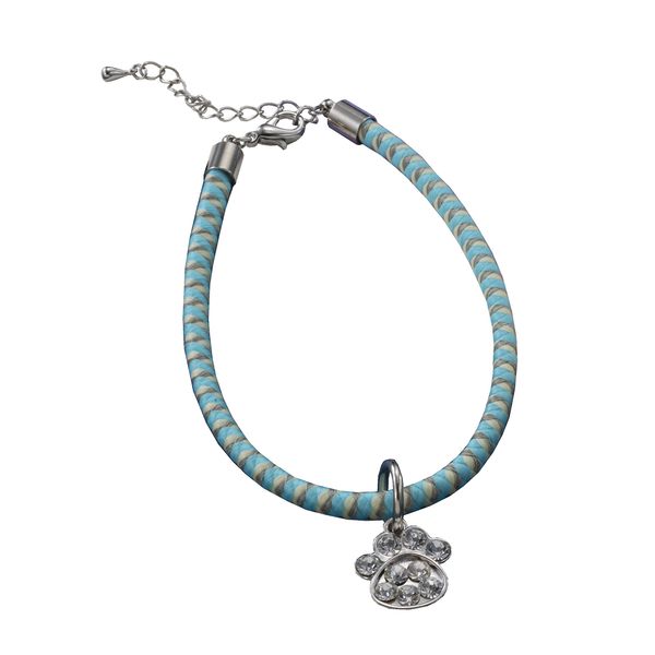 Static Cling Pet Necklace Paw Charm Blue M
