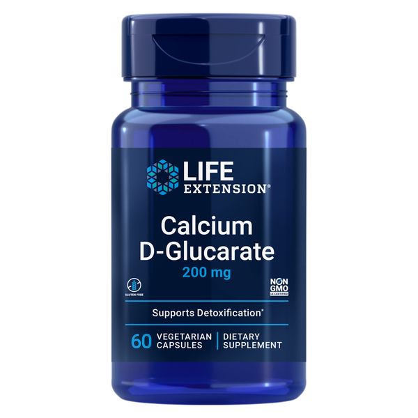 Life Extension Calcium D-Glucarate, 200 mg - Supports Detoxification, Helps Flush Out Unwanted Compounds – Gluten-Free, Non-GMO, Vegetarian – 60 Capsules