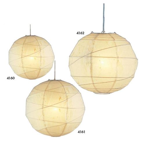 Maykoosh Beauty Pendant Light, 24" Dia - Natural Round Rice Paper Shade with 15' Cord, Line Switch, 60/100 Watt Socket, Minimal Assembly