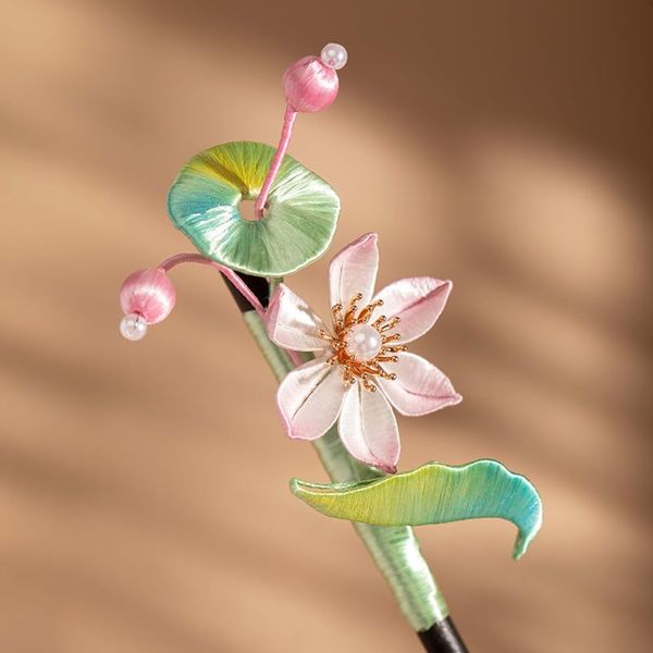 Luxurious Lotus Flower Hairpin Hair Stick, Chanhua Handmade Art Crafts, Chinese Hanfu Cheongsam Dress Hair Accessories