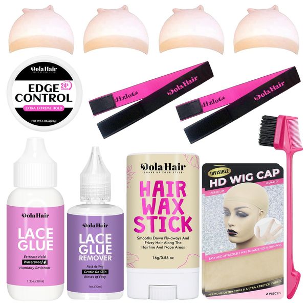 Dolahair Lace Glue Kit Lace Front Glue Kit for Wigs Waterproof Wig Glue Strong Hold Wig Glue Kit Wig Install Kit Wig Installation Kit Lace Front Kit Wig Installation kit