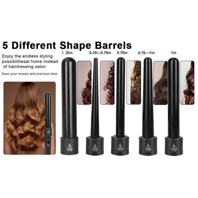 5 In 1 Interchangeable Ceramic Hair Curler Wand Set Styling Curling Iron Roller