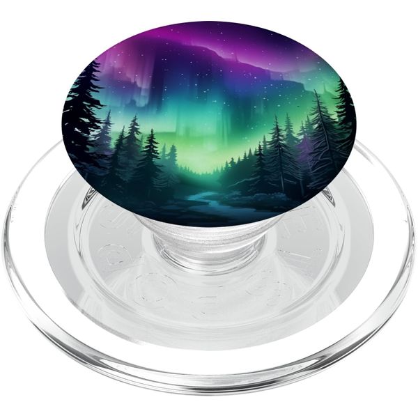 Aurora Borealis Dark Sky Nature Light Display PopSockets PopGrip for MagSafe