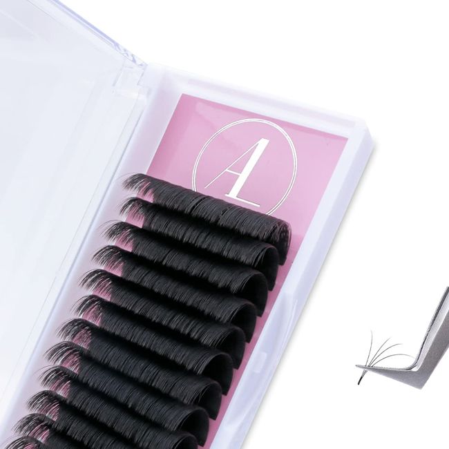 ALLOVE Eyelash Extension Cashmere Super Easy Fan Volume Lash Extensions 0.05mm D Curl 15-20mm Mixed Tray Rapid Blooming Volume Lashes Self Fanning Lash Extension Supplies