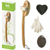 Zen Me Dry Brush Set – Premium Body Exfoliator Brush, Exfoliating Gloves, Pumice Stone for Feet & Konjac Sponge for Face, Boar Bristle Body Brush for Showering, Bath Brush, Natural Skin Scrubber Tools