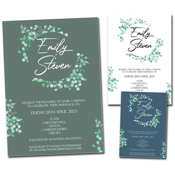 10 Personalised Wedding Evening Invitations Invites Botanical Floral Bespoke
