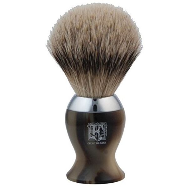 Geo F Trumper Simulated Horn & Chrome Super Badger Hair Shaving Brush