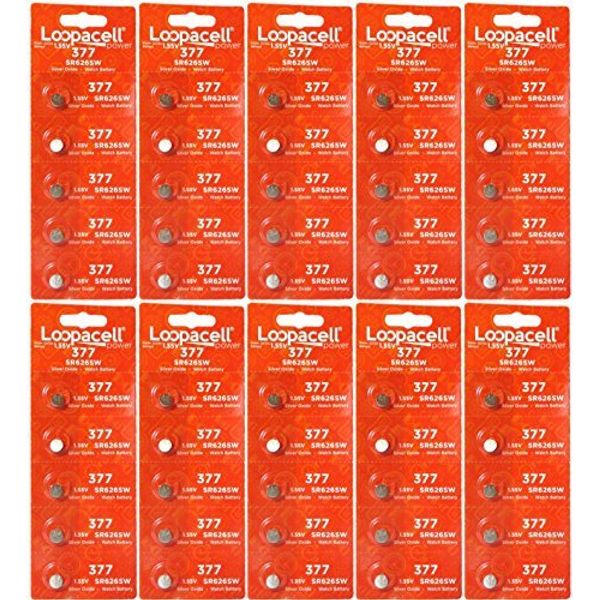 LOOPACELL 377-376 1.55v 377/376 Watch/Calculator (50) Batteries