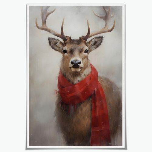 Medpol Clearance Sal Funky Christmas Reindeer Oil Painting Decor Prints Christmas Posters Winter Wall Art Aesthetic Reindeer Christmas Decoration Indoor Unframed 12x18inch
