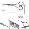 Wishbeauty Professional Sharp Left Hand Barber Scissors 5.5” Lefty Hair Cutting Scissors,Hairdresser Scissors Salon Haircut Scissors Hair Shears for Women Men (Rainbow 5.5" Lefty)