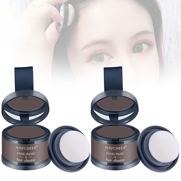 FREEORR 2Pcs Root Touch Up Hair Powder, Hairline Shadow Powder Root Cover Up for Thinning Hair, Hair Powder for Women Men Gray Hair Coverage Touch Up Hair Powder #Dark Tan