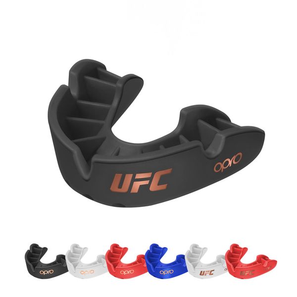 OPRO Bronze Level UFC Adult and Junior Sports Mouthguard with Case and Fitting Device, Kids Gum Shield for UFC, MMA, Boxing, BJJ and Other Combat Sports (Black, Youth)