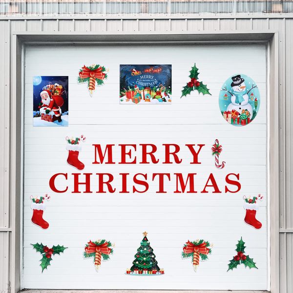 AIEX 30pcs Merry Christmas Garage Door Magnets, Christmas Garage Door Decor Magnetic Christmas Garage Door Decorations for Xmas Holiday, Weather Resistant