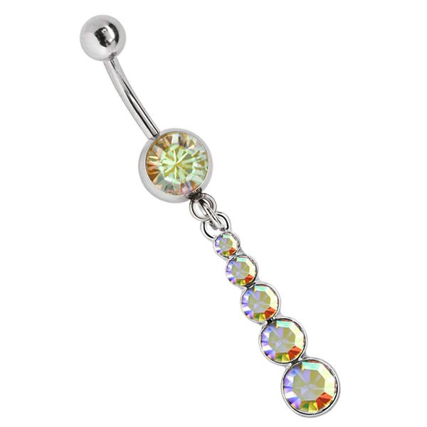 Modern Nature Piercingschmuck Bauchnabel Piercing Banane in 1,6 x 10 mm, 8 mm Steinkugel und Anhänger mit 5 Steinen in multiklar