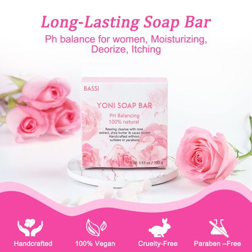 Yoni Soap Bars Vaginal Wash 2 PCS, 100% Natural Organic Yoni Bar Soap for Women Ph Balance Yoni Wash Vaginial Deodorants Vaginal Care Soap with Foaming Net, Vagina Soap Feminine Wash 3.53 OZ