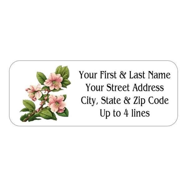 150 Beautiful Apple Blossom flowers Mailing Return Address Labels Personalized