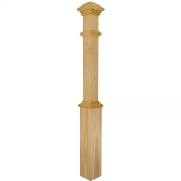 Stair Parts Newel Post 55" x 5" Poplar Box Decorative Railing System Unfinished