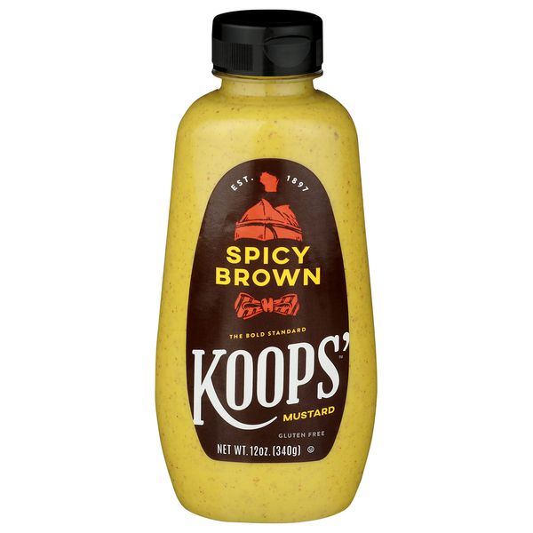 Koops' Spicy Brown Mustard – Spicy Mustard, Gluten-Free, Kosher, Made in USA, From Quality Mustard Seeds, Delicious and Bold Flavor – 12 Oz, Pack of 1