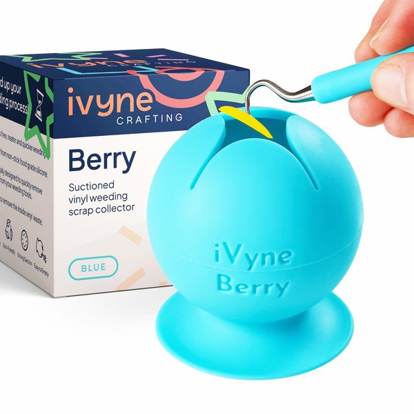 iVyne Berry Suctioned Vinyl Weeding Scrap Collector & Holder for Weeding Tools for Vinyl - Blue