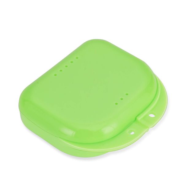 Annhua Hole Denture Case, Green, Orthodontic Case, Aligner Case, Denture Storage Box, Denture Retainer Box, Mouth Training, Denture Case, Easy to Carry, Compact