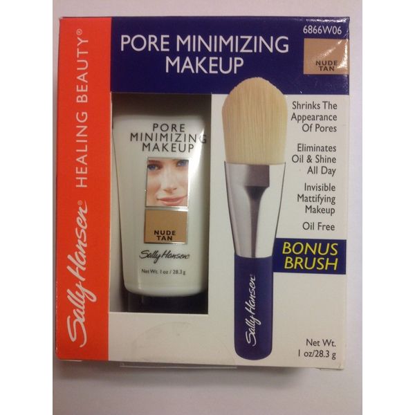 Sally Hansen Pore Minimizing Makeup (NUDE TAN) with Bonus Brush NEW.