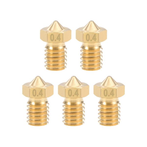 uxcell 5pcs 3D Printer Nozzle Head 0.02 inch (0.4 mm) Replacement M6 Screw Brass V5 V6 1.75mm Extruder for Printing