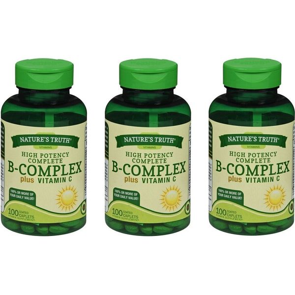 Nature's Truth High Potency Complete B-Complex + VitaminC Caplets 100 ct(3 Pack)