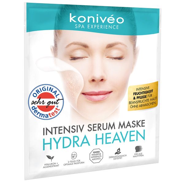 Premium Tuchmasken mit Hyaluron - Hydrogel Gesicht Maske für strahlend-schöne Haut. Intensiv Serum Gesichtsmaske Tuchmaske Vliesmaske Sheet Mask ohne Parabene. 1 er Probier Set