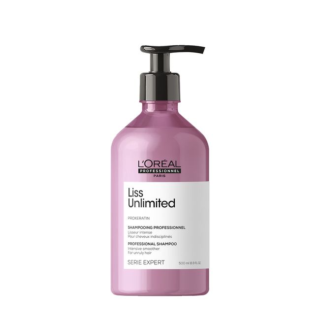 L'Oreal Professionnel Liss Unlimited Shampoo | Provides Long-Lasting Frizz & Humidity Protection| Moisturizing & Smoothing | For Frizzy & Textured Hair Types | With Prokeratin | 16.907 Fl. Oz.