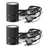 ledscom.de 2 Stück Tischlampe LITO, Schalter, schwarz, 1x E27 max. 60W