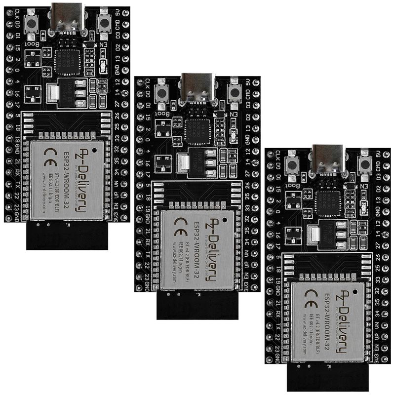 AZDelivery 3 x ESP32 Dev Kit C V4 NodeMCU WLAN WiFi Development Board ...