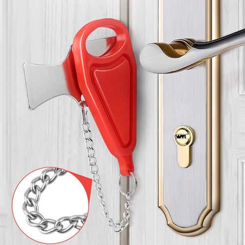 Portable Door Lock, Travel Lock, Safe Lock, Portable Door Lock, Portable Security Lock, Stainless Steel Travel Latch, School Lock, Down Door Lock, Safety Security (Red Gen)