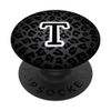 Letter T Black Cheetah Leopard Cat Animal Print Initial PopSockets Swappable PopGrip
