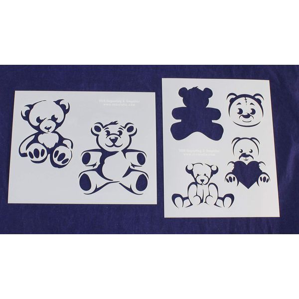Teddy Bear Stencils - 2 Piece Set - 8 x 10 Inches