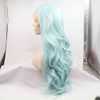 26 Inches Mint Blue Synthetic Lace Front Wig Long Body Wave Baby Blue Lace Wigs for Women Party Queen Wig