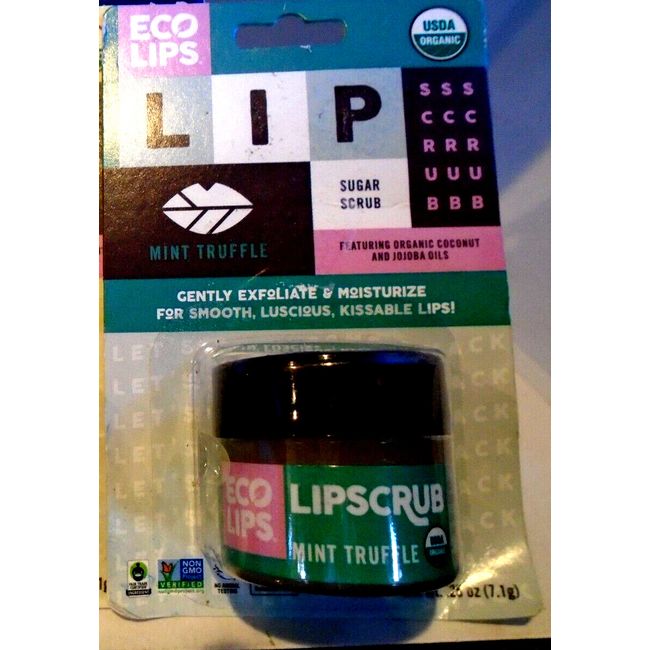 Eco Lip Organic Lip Sugar Scrub Mint Truffle .25 NEW