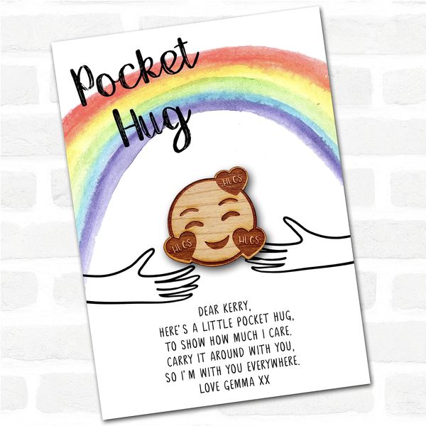 Fingerprint Designs Hearts Rainbow Personalised Gift Pocket Hug
