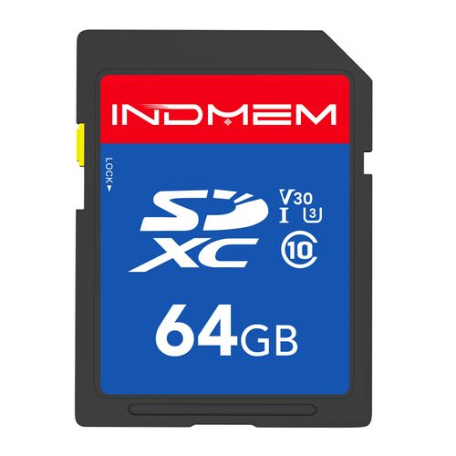 INDMEM 64GB SD Card, High Speed up to 90M/S, C10/U3/V30, SDXC UHS-I Memory Cards, Full HD & 4K Video Compatible with Digital Camera, HD Camcorders, DSLR and PC, 64GB(1pc)