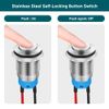 HOTUT 6 Pieces 12 mm Latching Push Button Switch, Waterproof Self-Holding Metal Push Button Switch with Pre Wiring, Push Button Switch, Round Push Button Switch, Locking Button Switch (High Head)