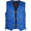MDM Biker Motorrad Lederweste in Blau (S)