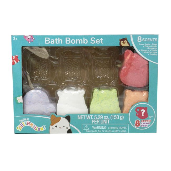 Original Squishmallows Bath Bomb With Surprise Charm 5 Count (Open)